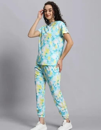Women's Casual Tie Dye Print Night Suit