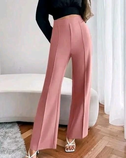 Women's Nontransparent Fabric Classic-Stylish Pant Pink